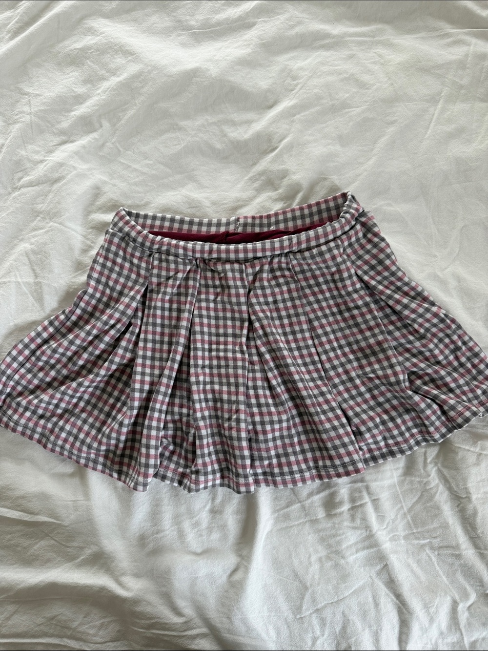 Plaid Pleated American Girl A-Line Mini Skort in Pink and Gray